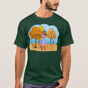 Autumn Violin Girl Cute Violinist Girl Illustratio T-Shirt