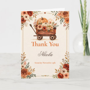 Autumn Wagon Baby Shower Thank You Card