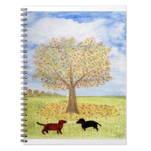 Autumn Walk Dachshund Dogs Notebook