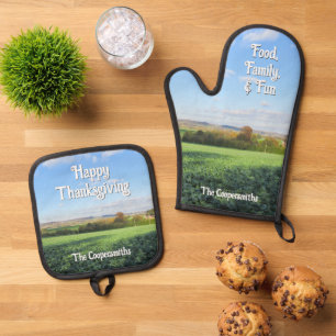 Autumn Walk in the Countryside - Personalised Oven Mitt & Pot Holder Set