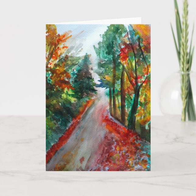 Autumn Watercolor Art Greeting Card (Front)