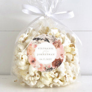 Autumn Watercolor Boho Floral Wedding Classic Round Sticker