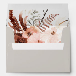 Autumn Watercolor Boho Floral Wedding Envelope