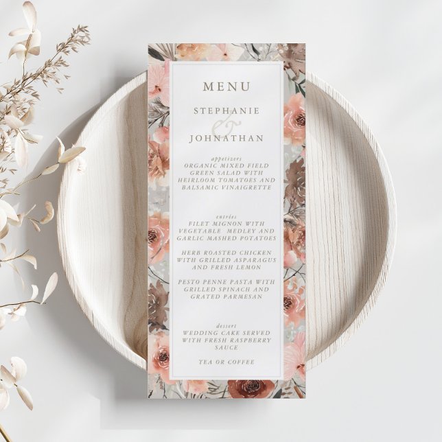 Autumn Watercolor Boho Wedding Menu (Autumn Watercolor Boho Wedding Menu)