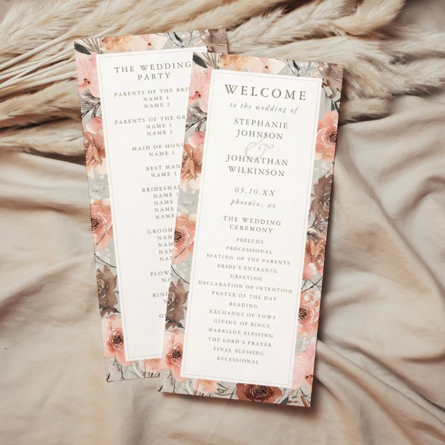 Autumn Watercolor Boho Wedding Program (Autumn Watercolor Boho Wedding Program)