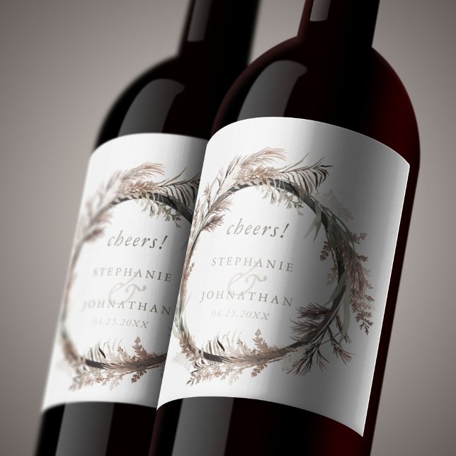 Autumn Watercolor Boho Wedding Wine Label (Autumn Watercolor Boho Wedding Wine Label)