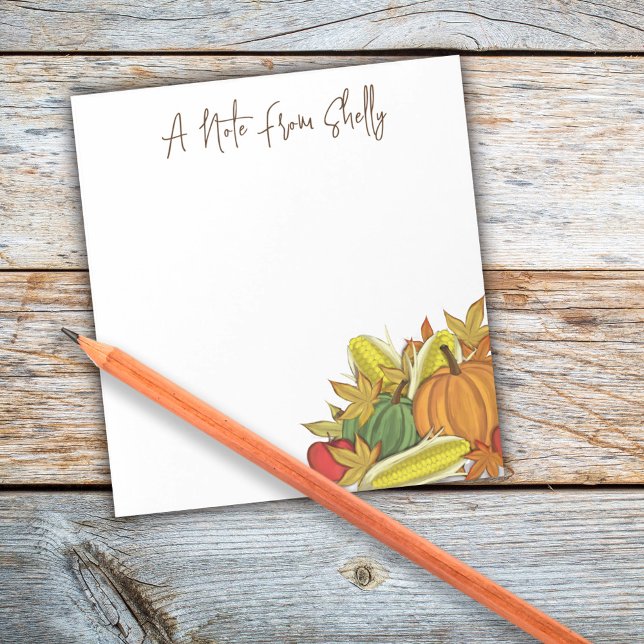Autumn Watercolor Elegant Fall Harvest Leaves Notepad (Fall Autumn Harvest pumpkin and gourds custom post it note pad )