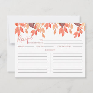 Autumn Watercolor Fall Leaves Recipe Card