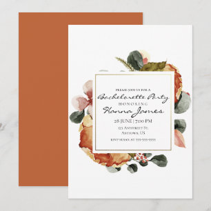 Autumn Watercolor Floral Bachelorette Party Invitation