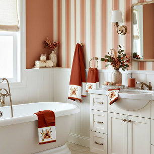 Autumn watercolor floral  bath towel set