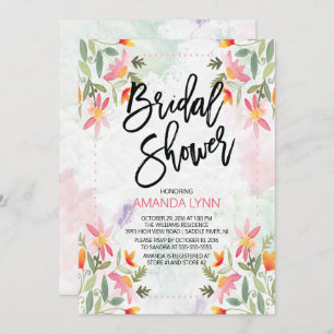 Autumn Watercolor Floral Bridal Shower Invitation