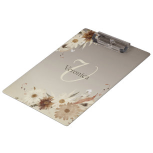 Autumn Watercolor Floral Monogram Personalised Clipboard