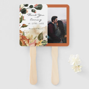 Autumn Watercolor Floral Rustic Wedding Hand Fan