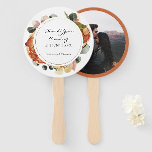 Autumn Watercolor Floral Rustic Wedding Hand Fan