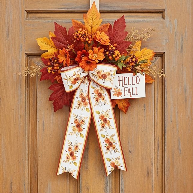 Autumn watercolor floral  satin ribbon (Creator Uploaded)