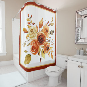 Autumn watercolor floral shower curtain