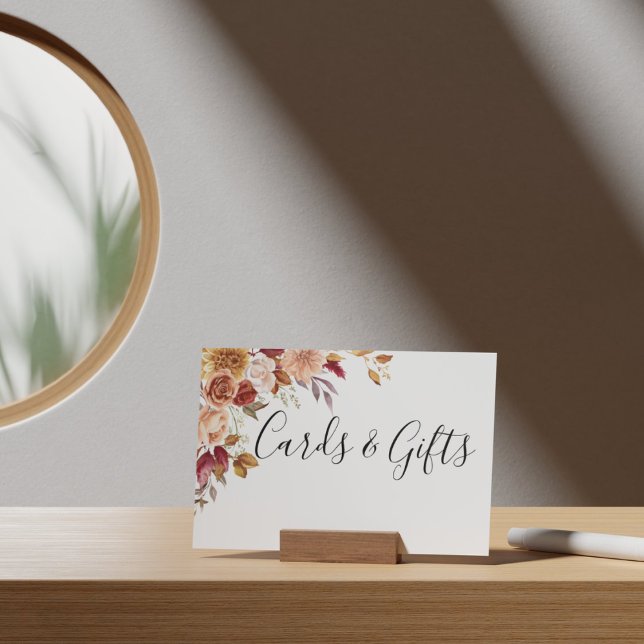 Autumn Watercolor Floral Wedding Cards and Gifts Poster (Elegant Autumn Watercolor Floral Wedding Party Supplies)