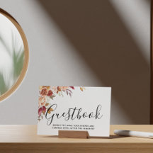 Autumn Watercolor Floral Wedding Guestbook Sign