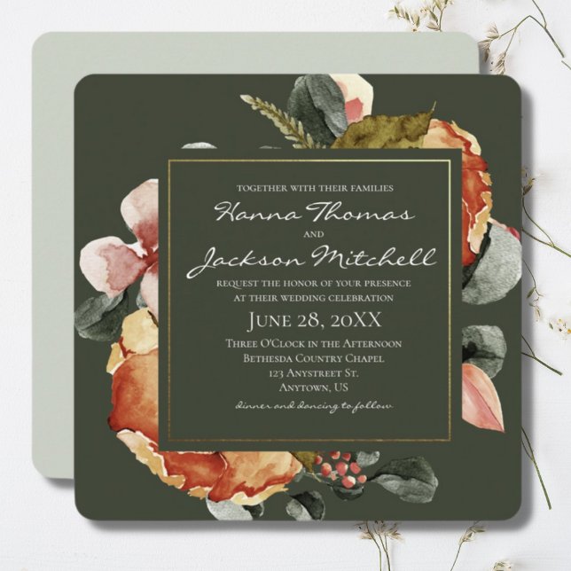 Autumn Watercolor Floral Wedding Invitation (Creator Uploaded)
