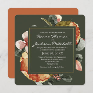 Autumn Watercolor Floral Wedding Invitation