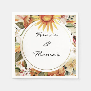 Autumn Watercolor Floral Wedding Napkin