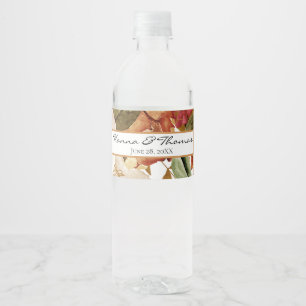 Autumn Watercolor Floral Wedding Water Bottle Labe Label