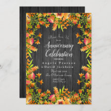 Autumn Watercolor Flowers on Rustic Wood