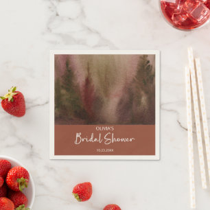 Autumn Watercolor Forest Terracota Bridal Shower Napkin