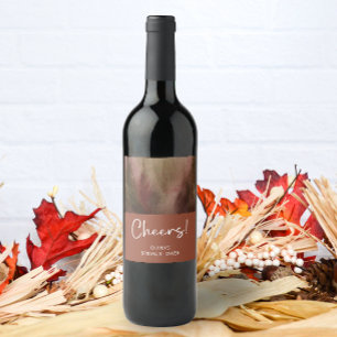 Autumn Watercolor Forest Terracota Bridal Shower Wine Label