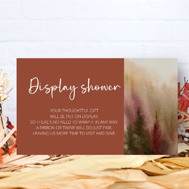Autumn Watercolor Forest Terracota Display shower Enclosure Card (Creator Uploaded)