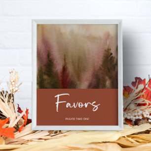 Autumn Watercolor Forest Terracota favours Poster