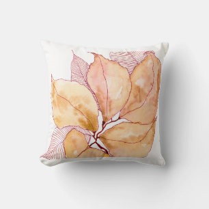 Autumn Watercolor Leaves Botanical Illustration Cushion