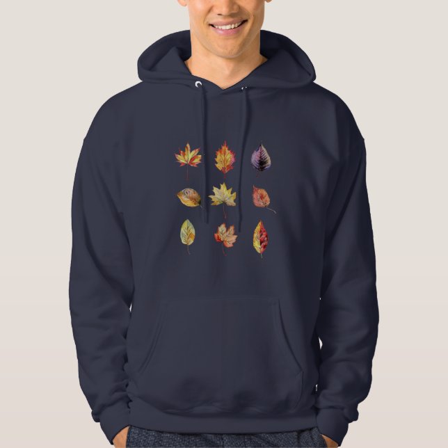 Autumn Watercolor Leaves Graphic  Hoodie (Front)