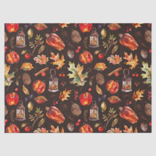 Autumn Watercolor Mabon Harvest Lantern Pattern Tissue Paper