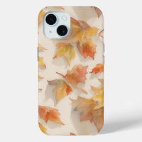 Autumn watercolor pastel leaves background