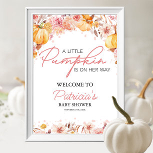 Autumn Watercolor Pumpkin Baby Shower Welcome Sign