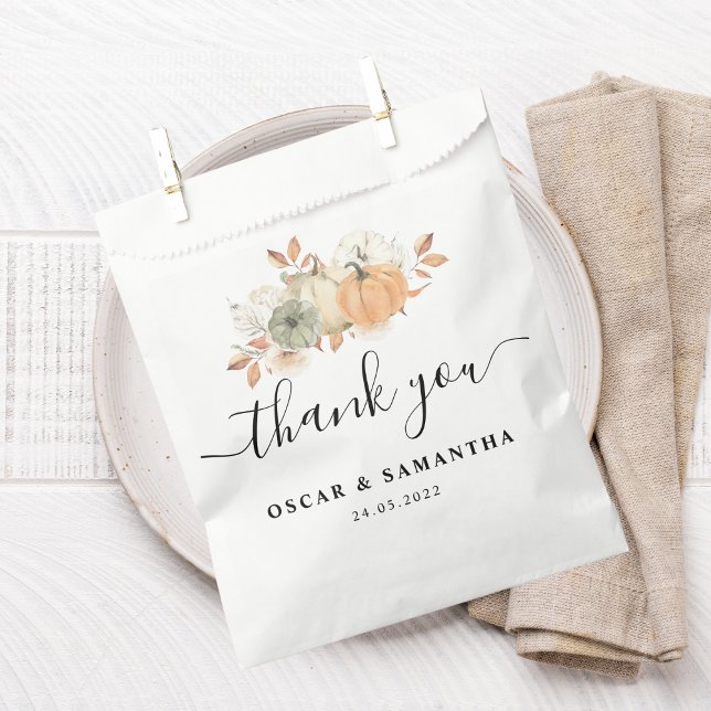 Autumn Watercolor Pumpkins & Flowers Favour Bag (Creator Uploaded)