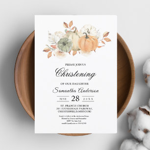Autumn Watercolor Pumpkins & Flowers Invitation