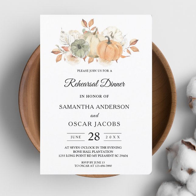 Autumn Watercolor Pumpkins & Flowers Invitation (Creator Uploaded)