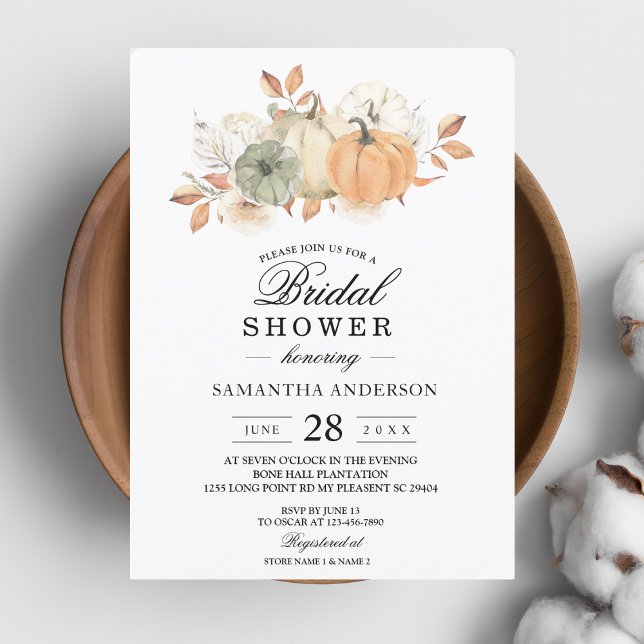 Autumn Watercolor Pumpkins & Flowers Invitation (Creator Uploaded)