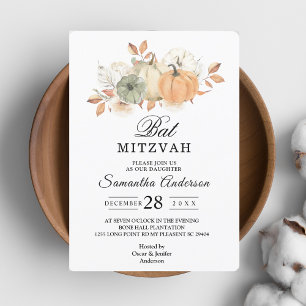 Autumn Watercolor Pumpkins & Flowers Invitation