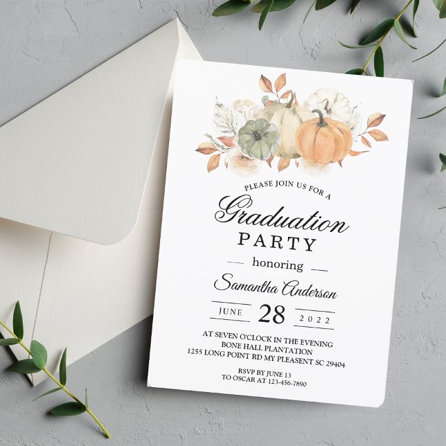 Autumn Watercolor Pumpkins & Flowers Invitation (Creator Uploaded)