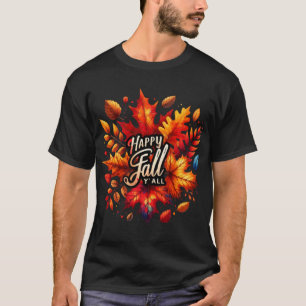 Autumn Watercolor Pumpkins Leaves Cosy Fall Design T-Shirt