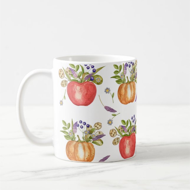 Autumn Watercolor, Seamless Composition. Coffee Mug (Left)
