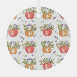 Autumn Watercolor, Seamless Composition. Glass Tree Decoration