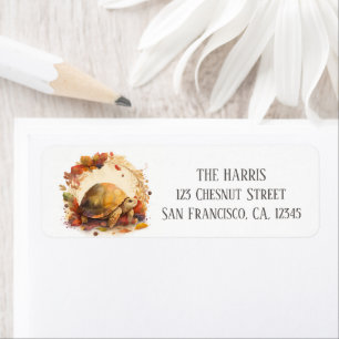 Autumn Watercolor Tortoise Flowers Return Address Label