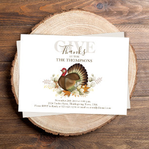 Autumn Watercolor Turkey Thanksgiving Dinner Invitation