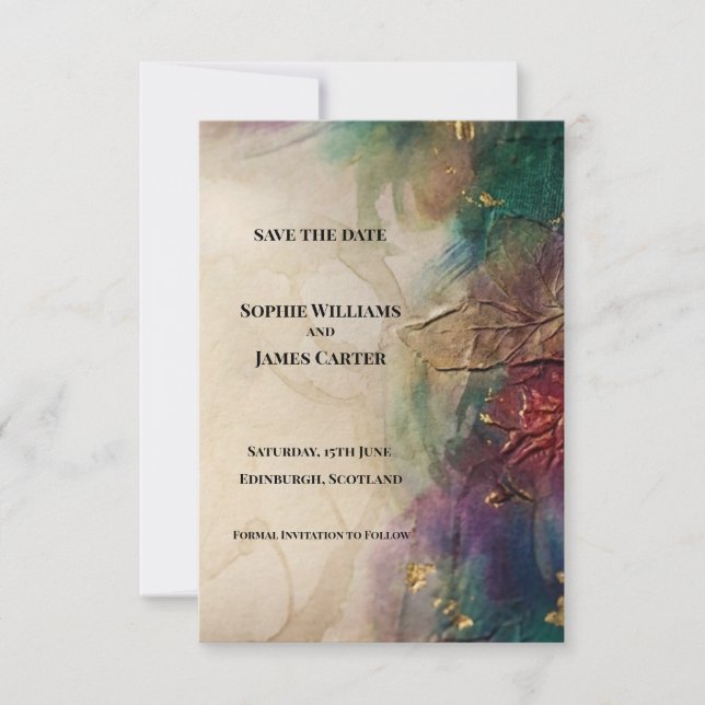 Autumn Watercolour Floral Save The Date Card (Front)