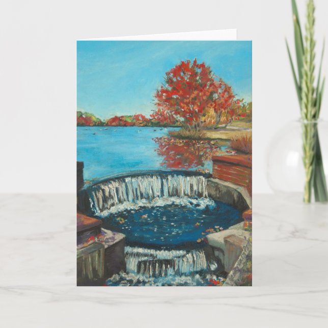 Autumn Waterfall, Brookwood Hall Card (Front)