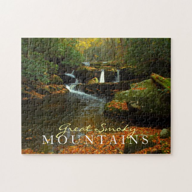 Autumn waterfall - Great Smoky Mountains puzzle (Horizontal)